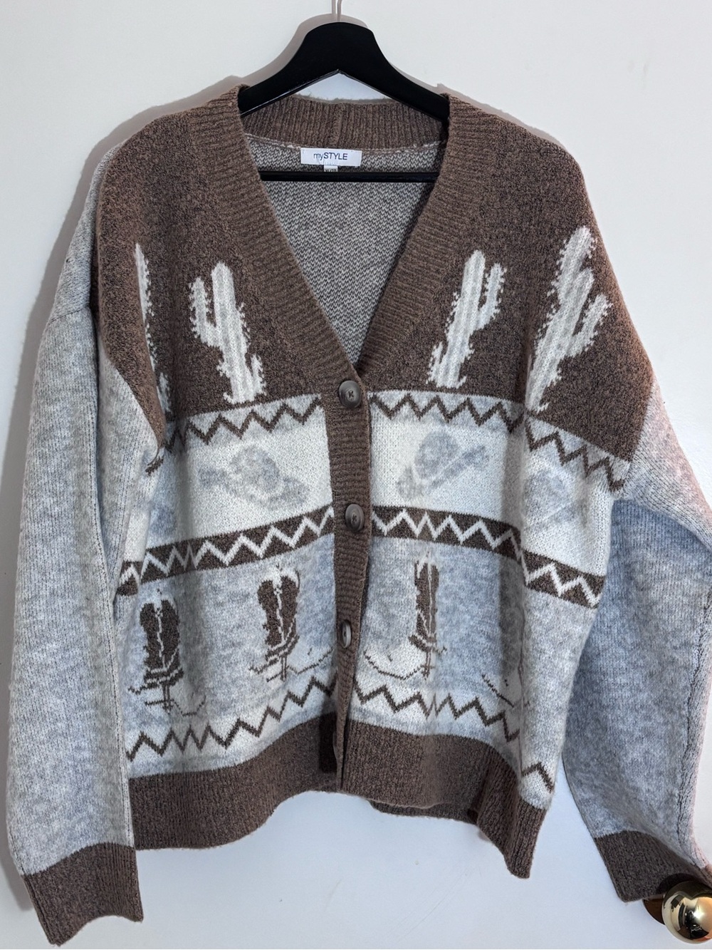 Cowboy Western Knit Cardigan Sweater XL